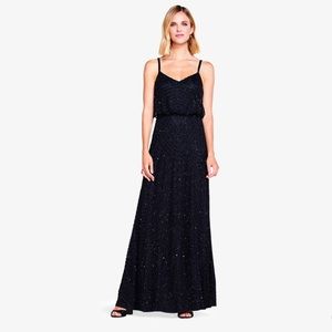 Adrianna Papell Art Deco Beaded Blouson Gown